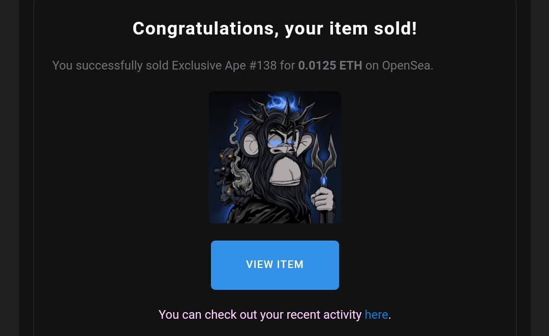ExclusiveApe's tweet photo. SOLD! 😱😱😱
  
Welcome to the Exclusive Ape Fam dude 🚀

I also wanna say thank you to all my friends #NFTCommunity for like, RT, and share this NFTs.

#NFTsales #NFTProject #NFTCollection https://t.co/tUdkMC5YjW