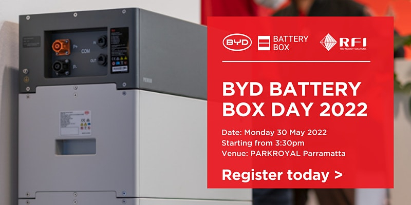BYD BatteryBox on X: ⏰ 📅 🌍. On May 30 we will have the next Battery-Box  Day - this time in Australia 🐨 🦘 with our partner RFI. The BYD and #RFI