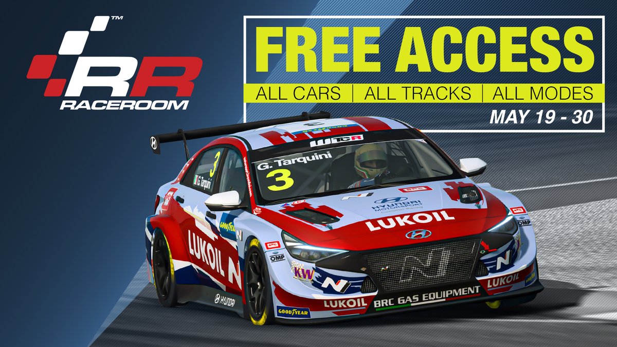 📢 From May 19 - 30 everyone is invited to use #RaceRoom entirely FOR FREE!

This Free Access period includes everything we have to offer:

🏎️ 180+ Cars
📍 50+ Tracks
🏁 All Modes
⚙️ Real Physics
🎶 Immersive Sounds

Start your racing career now! bit.ly/RR_free