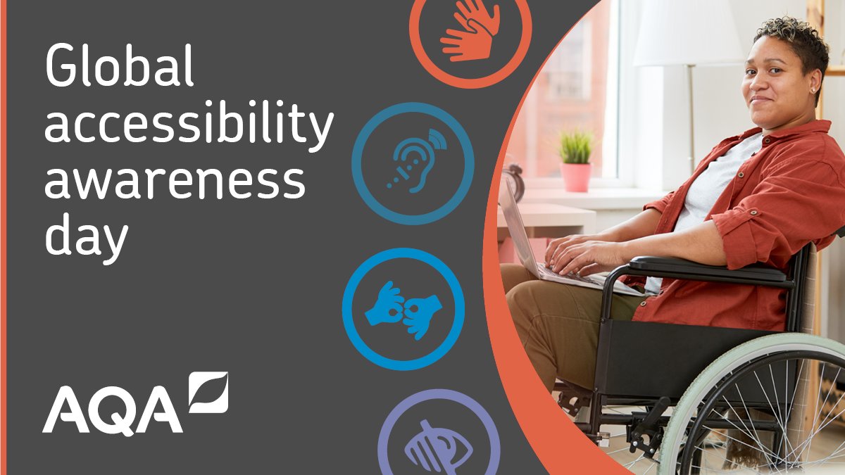 AQA's tweet photo. Today is #GlobalAccessibilityAwarenessDay #GAAD and we want to share our approach to digital content accessibility and also highlight some of the work that is going on across AQA > https://t.co/eVRUNpXbJ1 https://t.co/fTi6fdNx86