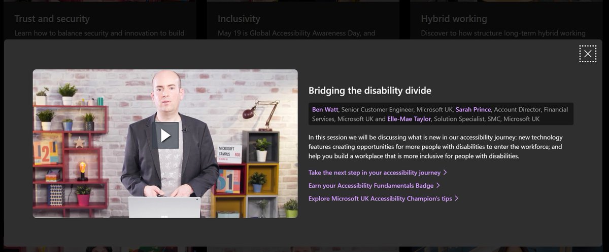 benwatt's tweet image. Today is Global Accessibility Awareness Day. You can now view my #MSEnvision session on new accessibility tech at microsoft.com/en-gb/events/e… under Inclusivity &amp;gt; Bridging the disability divide #GAAD #accessibility #inclusion