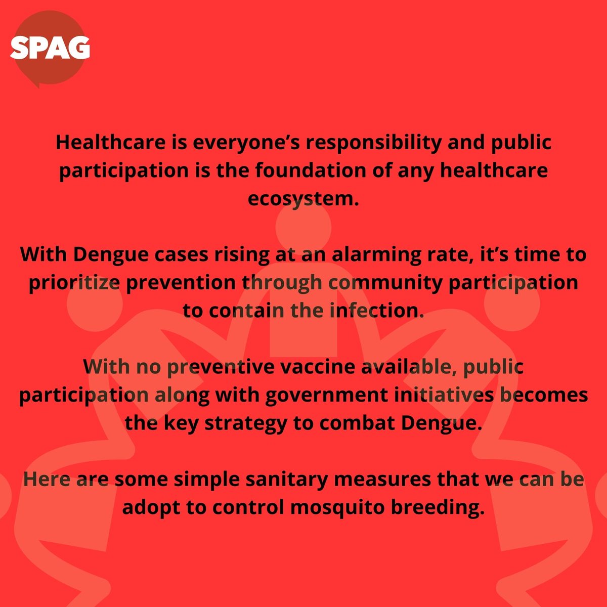 SPAGDialogue's tweet photo. Public participation and mass awareness initiatives are must in tackling life-threatening disease like Dengue and others. The ongoing COVID-19 pandemic has taught us exactly that.

Read our blog to know more - https://t.co/scTsiqJzY5

#Dengue #Dengueprevention #StopDengue https://t.co/L6ZfGW9rqX