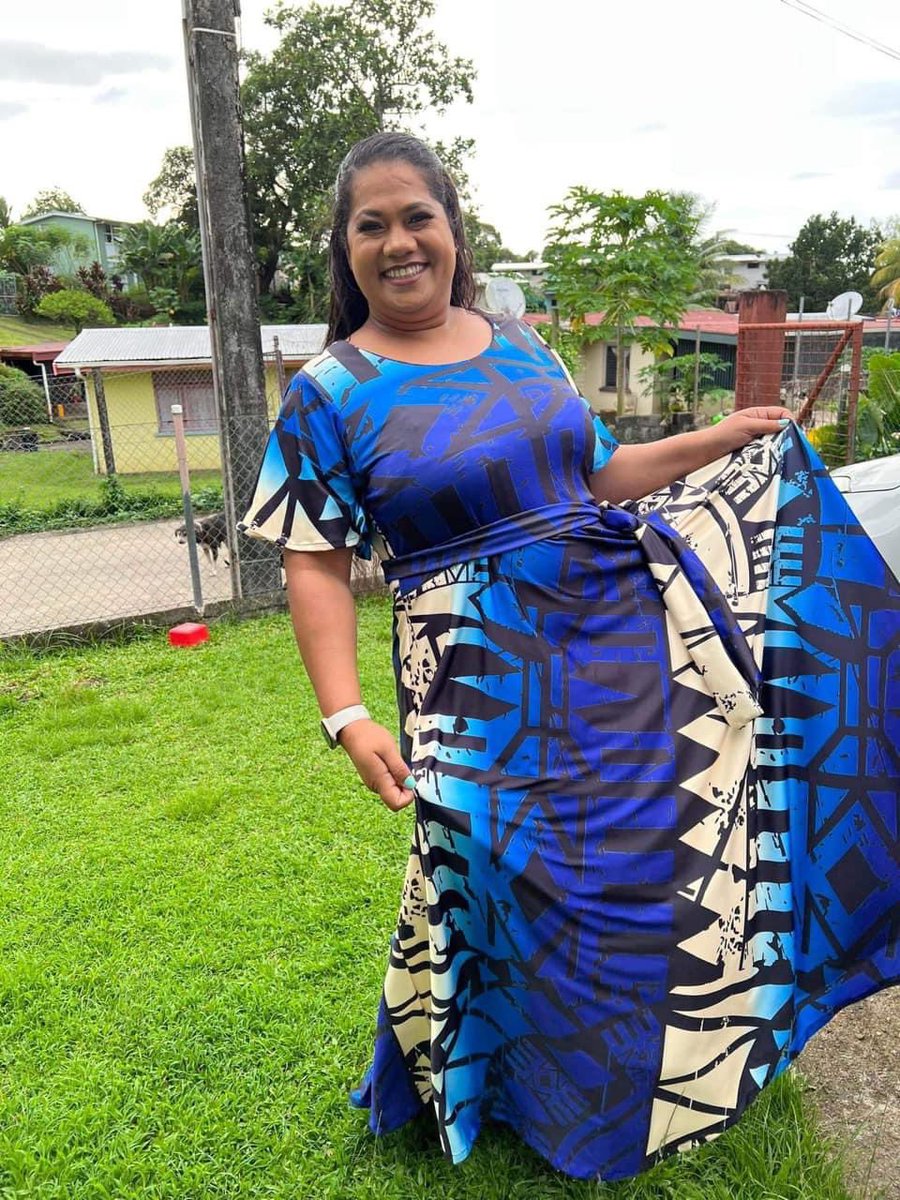 samsonleefiji's tweet photo. #SLFijiSpotted Beautiful Annie wearing our Blue #Kesakesa tea dress ππ #TeamFiji #FijiFashion #PacificFashion #MadeInFiji #FijiDesigned https://t.co/ppuiHGTQR6
