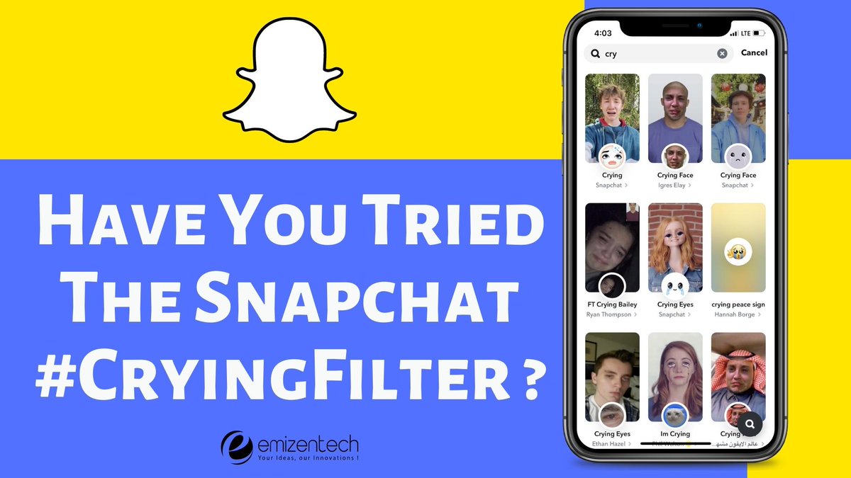EmizenTech's tweet photo. Have you Tried The Trending #CryingFilter ?
Read our #blog to know all about Crying Filter which is getting #trending on @snapchat @instagram @tiktok.
https://t.co/LbinAPO44Z
#SnapChat #Instagram #TikTok #Filter #Trending #tech #technology #fun #cryingfilter #cryingchild https://t.co/YqMPuTQRU8