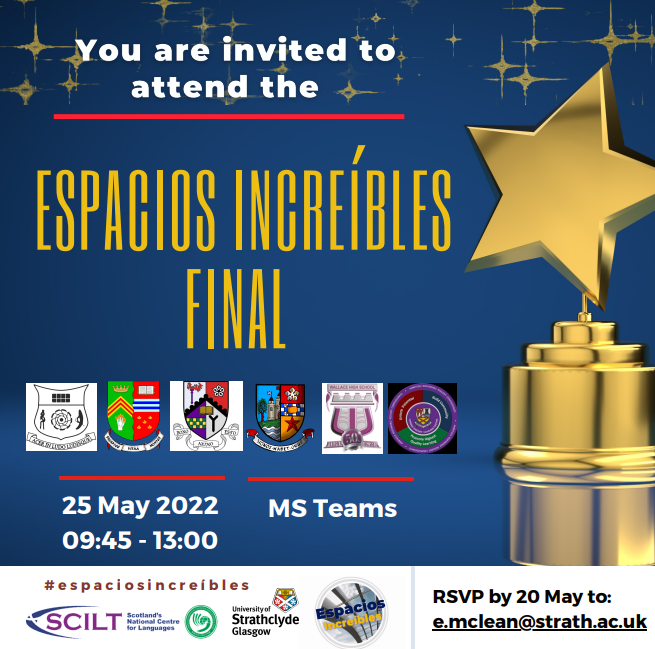 WHS_Citizenship's tweet photo. 🇪🇸🌍 We are very excited to be one of the finalists of @scottishcilt and University of Strathclyde 'Espacios Increíbles' national competition next Wednesday! @wallacehighsch wish all the finalists 'Mucha suerte' #hispanicworld #creativity #EspaciosIncreíbles https://t.co/0pXOnfx16w