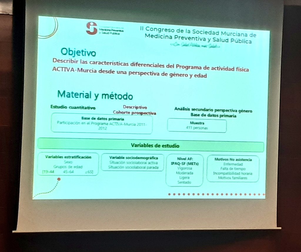 AdelaidaLPolo's tweet photo. #CongresoMPSPRMurcia
✅@Yolanda_yolobe
muestra más evidencia de la importancia de integrar perspectiva de género (y de equidad) en el fomento de la actividad física.
↪♀️ más vulnerables
#ProgramaACTIVA @Murciasalud @Area7ReinaSofia
#Equidad #PromociónSalud https://t.co/U6SrU4TZO3