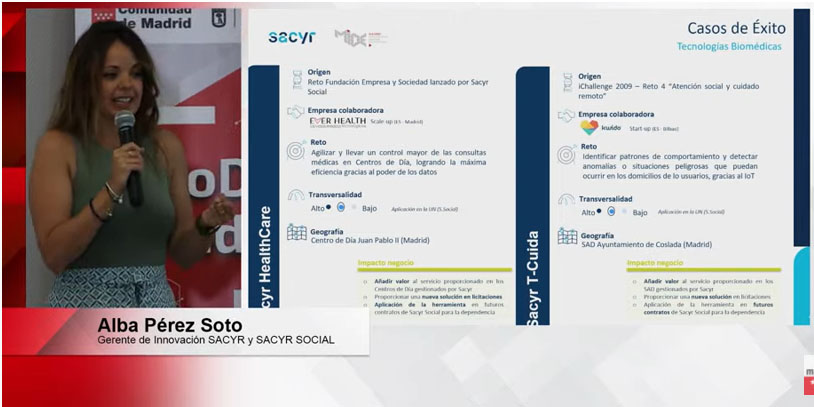 SomosSacyr's tweet image. Alba Pérez presenta nuestros dos proyectos innovadores en Sacyr Social:

Sacyr HealthCare, servicio de teleasistencia médica en centros de día y residencias junto con @everhealth 

Sacyr Te Cuida, monitorización de pacientes en domicilios

#Innodays_Madrid 
#TecnologiasBiomedicas