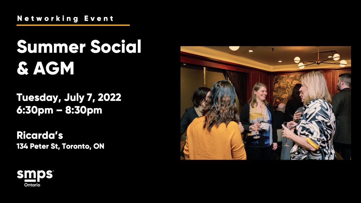 SMPSOntario's tweet photo. #SMPSON Summer Social and AGM is here! Take advantage of our early bird rates and join us at the iconic atrium at Ricarda’s to celebrate the activities and achievements of the 2021-2022 term, followed by an evening of networking https://t.co/yzbEu8SQKg
Photo credit: @bankocreates https://t.co/6Iizbg1SCN