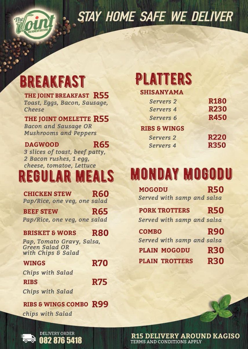 TheJointLounge's tweet photo. Lunch is served.. you welcome to come sit in or call for collection😋 https://t.co/rIZz4ynEAI