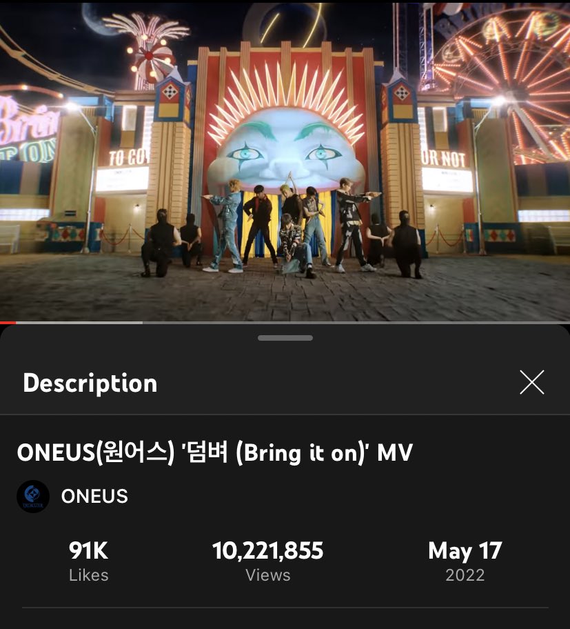 “Bring it on” Official MV has surpassed 10 million views 2 days after release!

let’s keep going, Tomoons! don’t forget to like and leave positive comments!

🔗 youtu.be/fmgHsn4IZi4

<a href="/official_ONEUS/">ONEUS</a> #ONEUS #원어스 #TRICKSTER #Bring_it_on