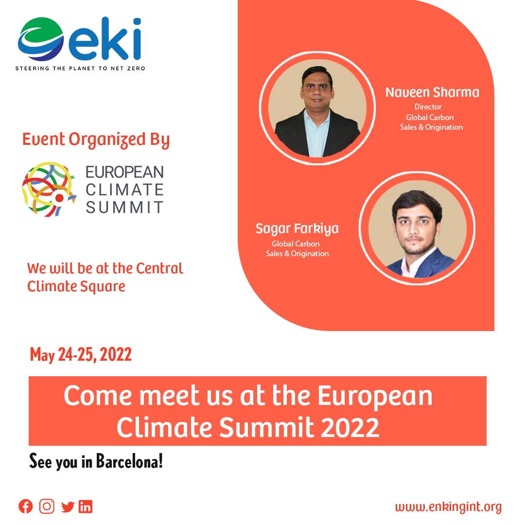 EKIEnergyEnking's tweet photo. If you will be at #EuropeanClimateSummit2022, come meet #EKIEnergyServices at 'Climate Square' to know more on our innovative service offerings for #climateaction #carboncredits #NBS #ESG #carbonfinance and more. Write to our #climateexpert naveen.sharma@enkingint.org today. https://t.co/uDywjNfzyj