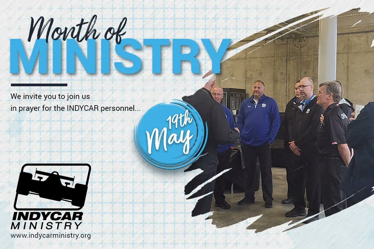indycarministry's tweet photo. Good Morning! It's May 19th and we ask you to join us in prayer for all the INDYCAR personnel this Month of May! #MonthofMinistry
Donate: https://t.co/Gf5rcTVuK4
#AMEN / #RacingBuildsRelationship / #BeTheChurch / #AnchoredInChrist / #IndyCarMinistry / #Preach / @indycar https://t.co/WCnwS58rhb