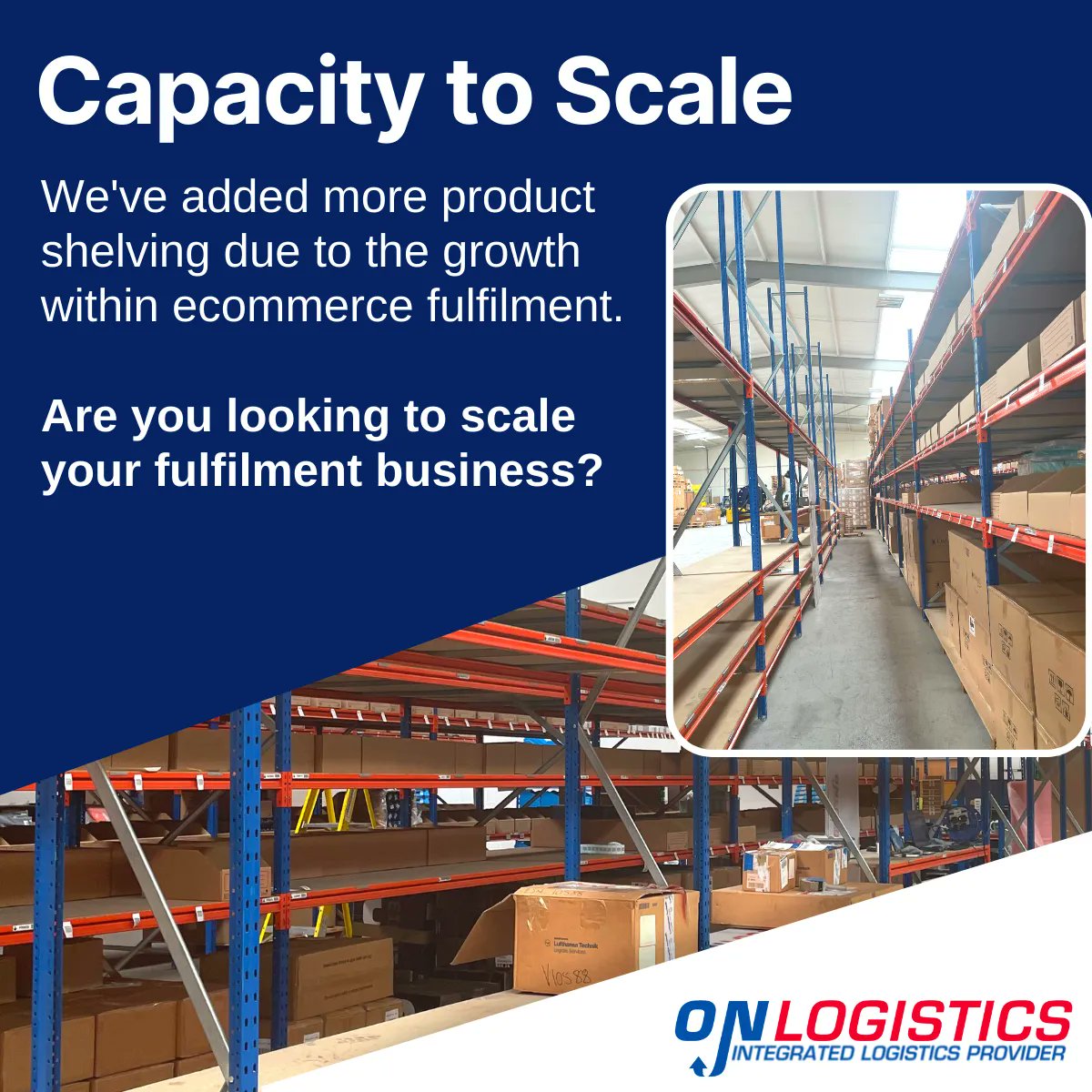 The beginning stages of installing new shelving! 

We’re seeing a lot of interest in our ecommerce fulfilment service, so much so that we’ve had to allocate more shelving space, with room for more clients. 

If you’re looking at outsourcing get in touch: 
Sales@onlogistics.co.uk