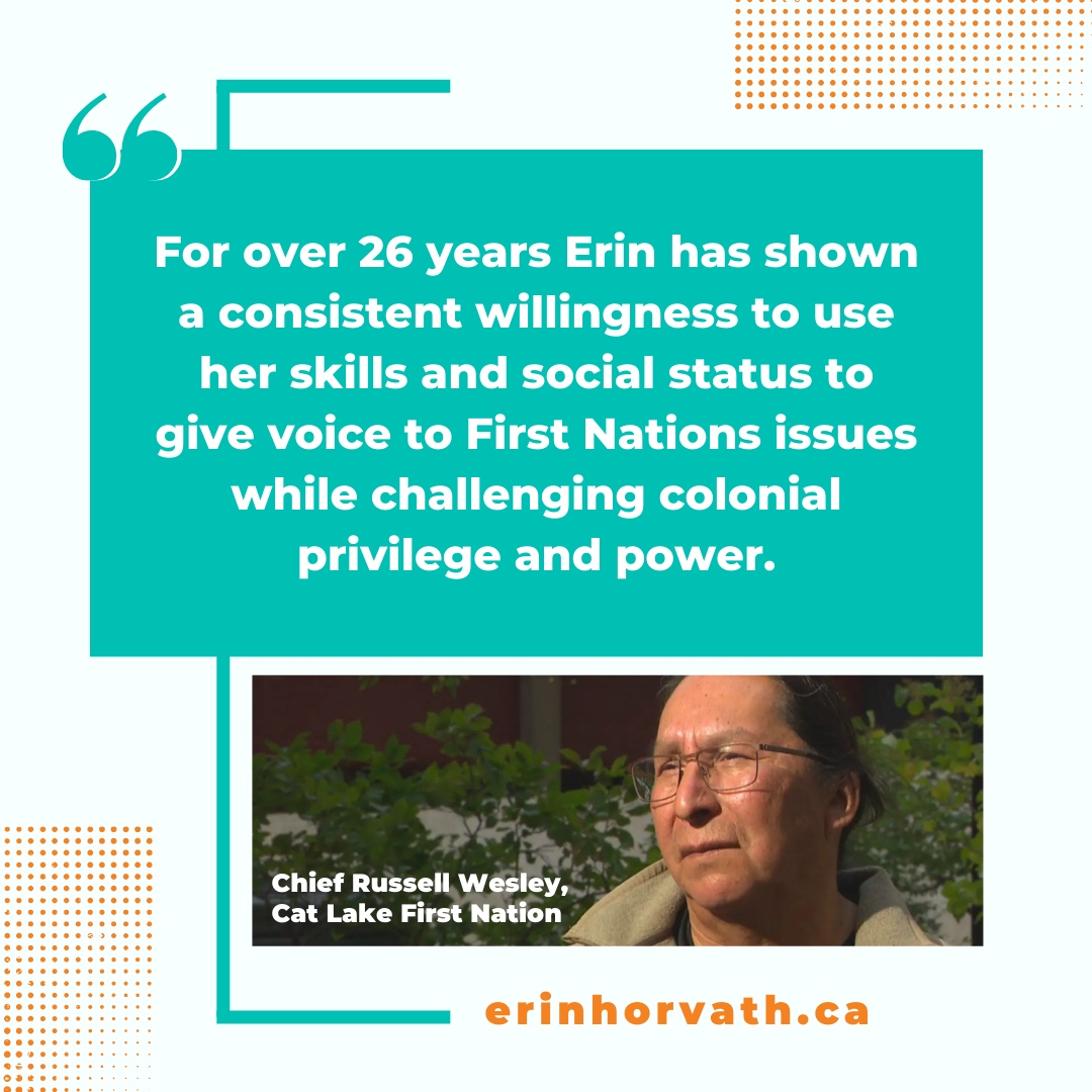 PSM_NDP's tweet photo. “For over 26 years, Erin  has shown a consistent willingness to use her skills and social status to give voice to First Nations issues while challenging colonial privilege and power. Sometimes, it takes one person to make a difference! Erin has been that person for us on seve... https://t.co/9W0rxCS4ys