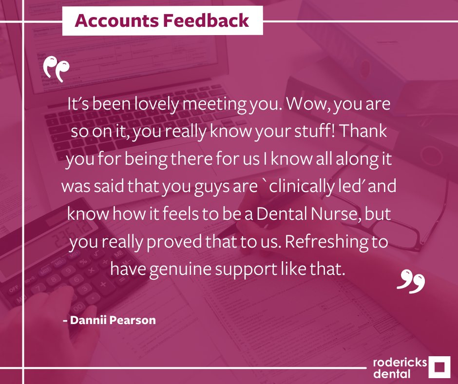 rodericksdental's tweet photo. We have received some amazing feedback, so thank you Charlie Sloman, our Financial Controller for  your continuous support.

To discover what career opportunities we have available at Rodericks, please visit the link below. https://t.co/isxHrOlAN4 #wearerodericks #feedback https://t.co/rVuJu1IV33