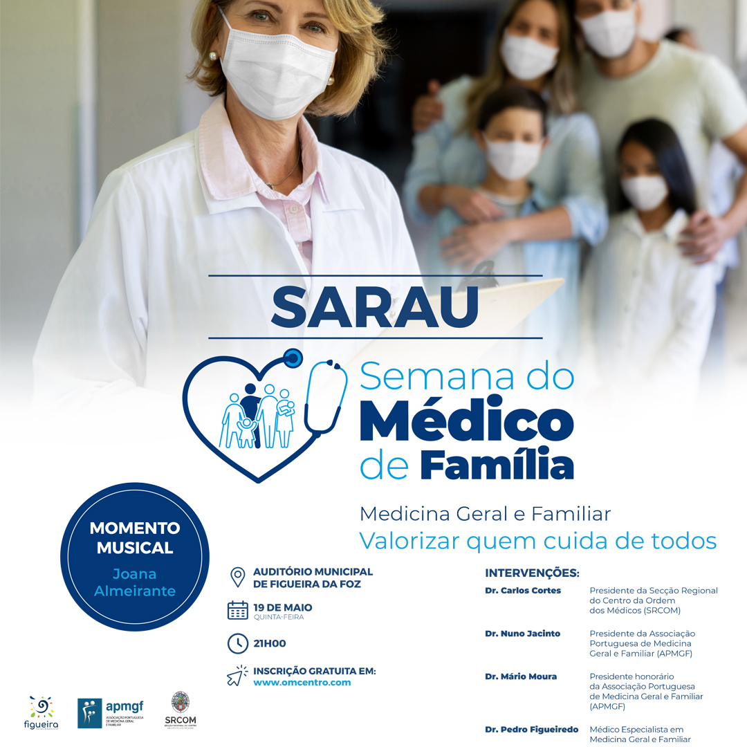 apmgf's tweet photo. A Secção Regional do Centro da Ordem dos Médicos, em parceria com a APMGF, vai organizar hoje, no âmbito do Dia Mundial do Médico de Família 2022 e da Semana do Médico de Família, um sarau pelas 21h00, na Figueira da Foz, no qual poderá participar... #SRCOM #APMGF #WFDD2022 https://t.co/CfK8aFuSca