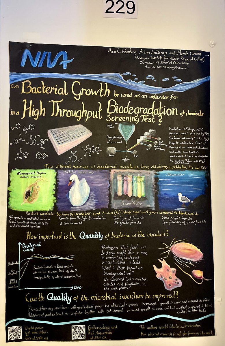 Taking poster commitment to a whole different level: 

Check out the poster 229 at #SETACCopenhagen completely hand-drawn by twitter-less Aina Wennberg from @NIVAforskning 

💦🧪🎨 🇳🇴 

#daphnia #biodegradation #bacteria