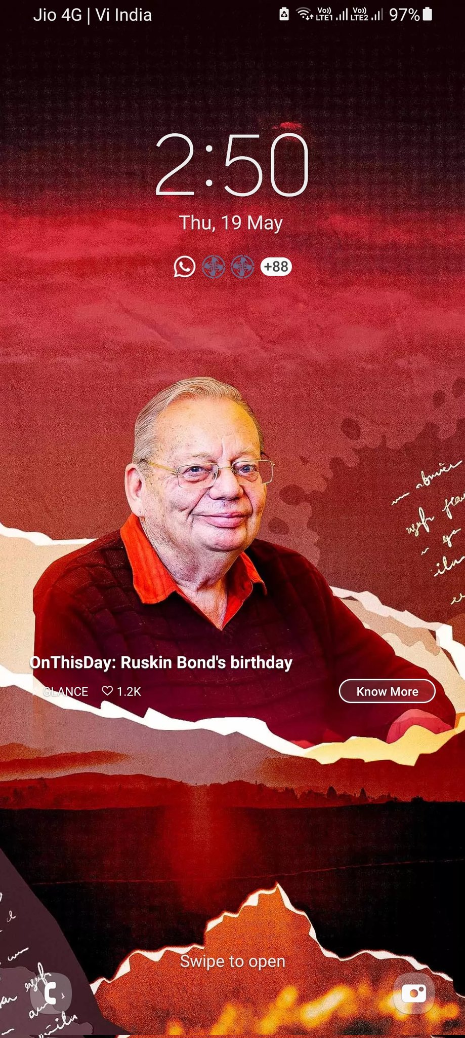 \"  HAPPY BIRTHDAY TO RUSKIN BOND SAHAB  \"

                          - DJ SAURABH LIVE 