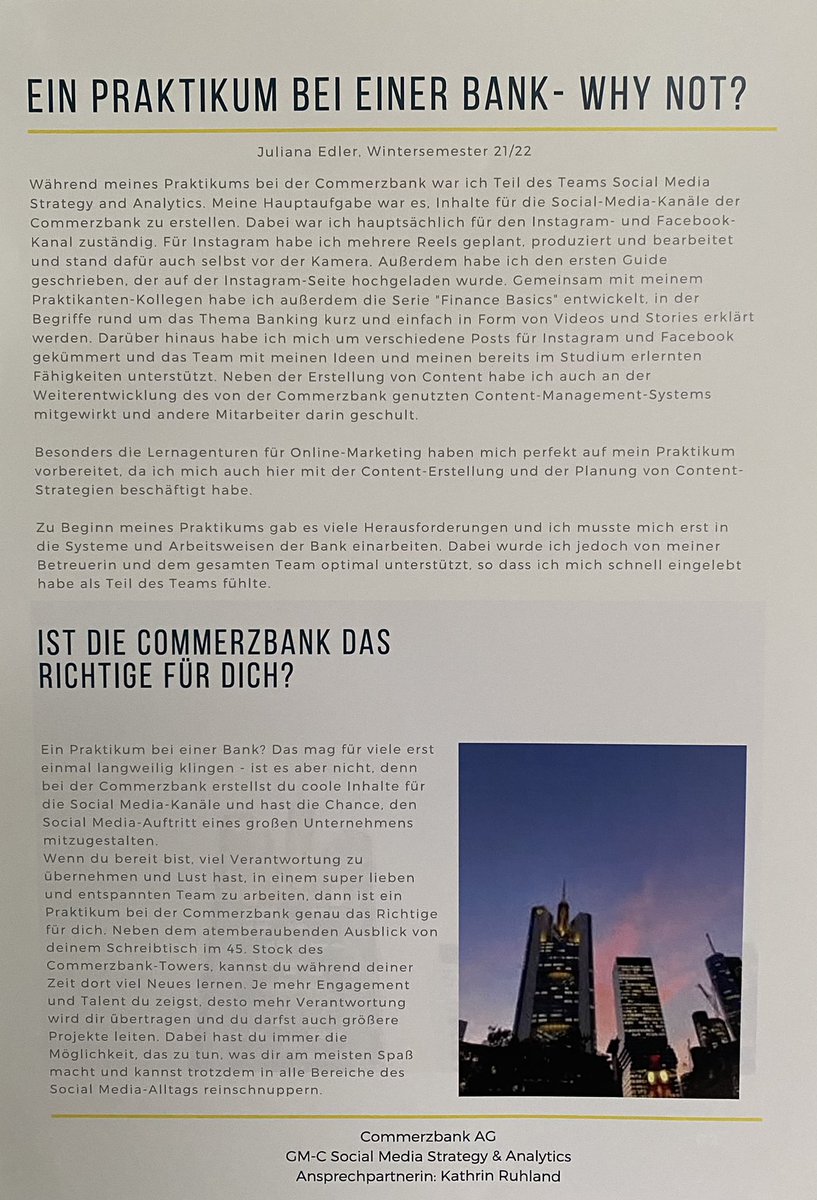 So kann ein Praktikumsbericht aussehen #onkomm