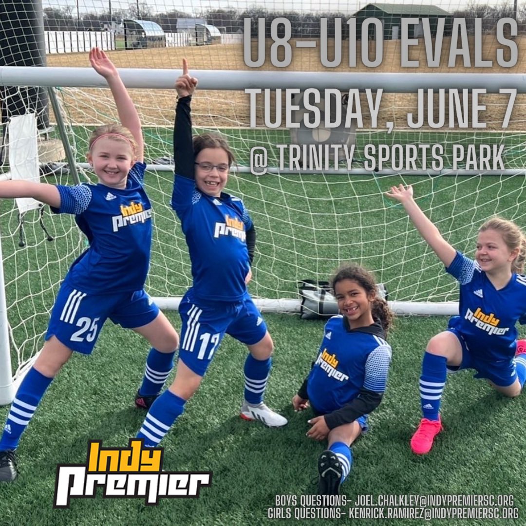 IndyPremierSC's tweet photo. 🚨2013-2016 Birth Year Boys & Girls - Tuesday, June 7 @ Trinity Sports Park. 🚨
5:30–6:30 PM -U8/U9s. 7:00-8:00 PM - U10s.
Register at https://t.co/PBS6OpZGCY - click the “Tryout/Evals” tile. #beasuperstar #cncfounders #longtermathleticdevelopment #premierandproud https://t.co/j1Wa3QNAsC