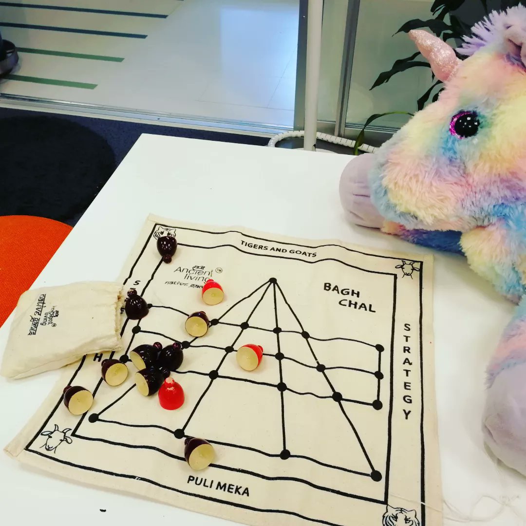 oasis_tuni's tweet photo. Our furry friends are excited about a new donation! Professor Souvik Mukherjee donated two board games to OASIS: Bagh-Chal and Chaturanga. Both are available to play at OASIS right now! #boardgames #baghchal #chaturanga #oasistuni #tampereuniversity https://t.co/IjvchQ5fFL
