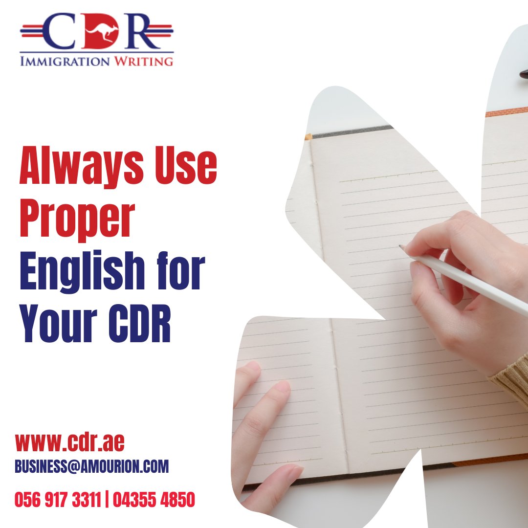 cdr_ae's tweet image. Always Use Proper English for Your CDR 

It’s an embarrassment to have an exceptional CDR profile yet fail to meet the selection criteria as a result of a poorly-written CDR. With our expert CDR writers, you won’t have to experience this common mistake.

#cdrwriting #dubai