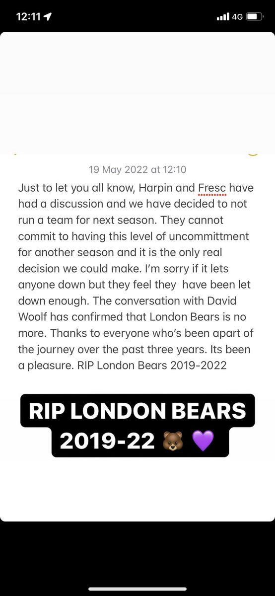 London Bears tweet media