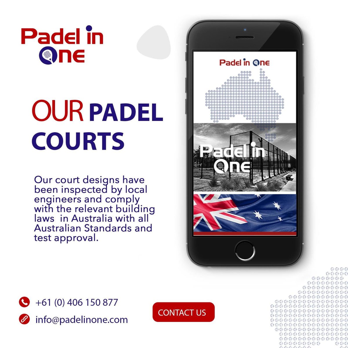 OnePadel's tweet image. All Australian Standards and test approval.
Padel in One is quality and trust.

Contact us:
👉 padelinone.com
#padel #padelinaustralia #padeltime #guarantee #quality #trust #padelusa #padeleurope #padelnewzealand #padelclub #padelcourtaustralia