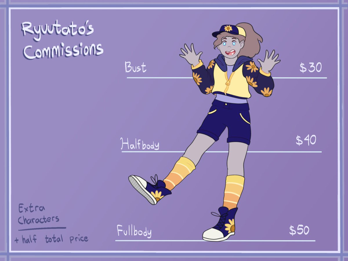 ryuutato's tweet photo. New commission sheet just dropped for 2022!✨
3 slots open!

📩DM me if for questions/if you're interested!
💵Payment via Paypal!
📝Terms and Conditions! https://t.co/SXomf1CBc3
#commission #CommissionSheet #arttwt https://t.co/FvVkDaDp6q