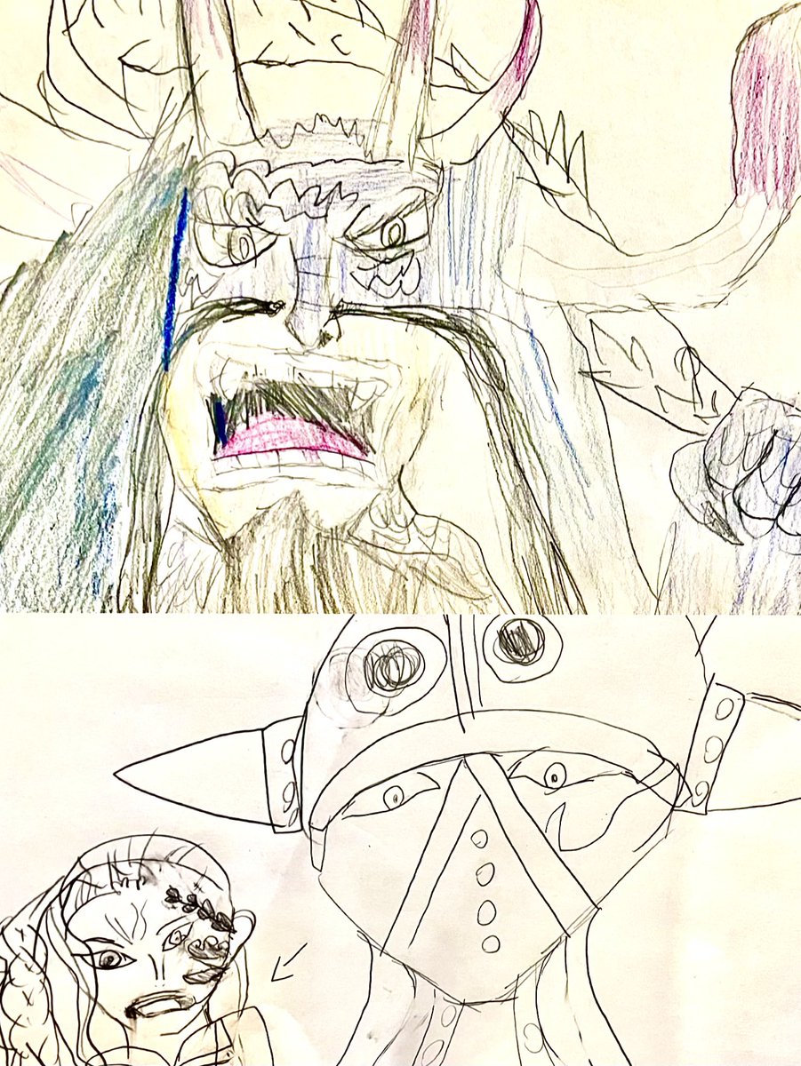 6歳ベイビー いっぱい描いて持って帰って来る🤗

人獣型カイドウさん挑戦してる6歳児ビックリする😭
これみんなに見せようって貼り出されてたみたいですママは嬉しいで😭
フィギュア見て人体研究したりしてます。
筋肉マッチョ描けるようなりたい👶言うてた、、ビックリするわ嬉しい。 