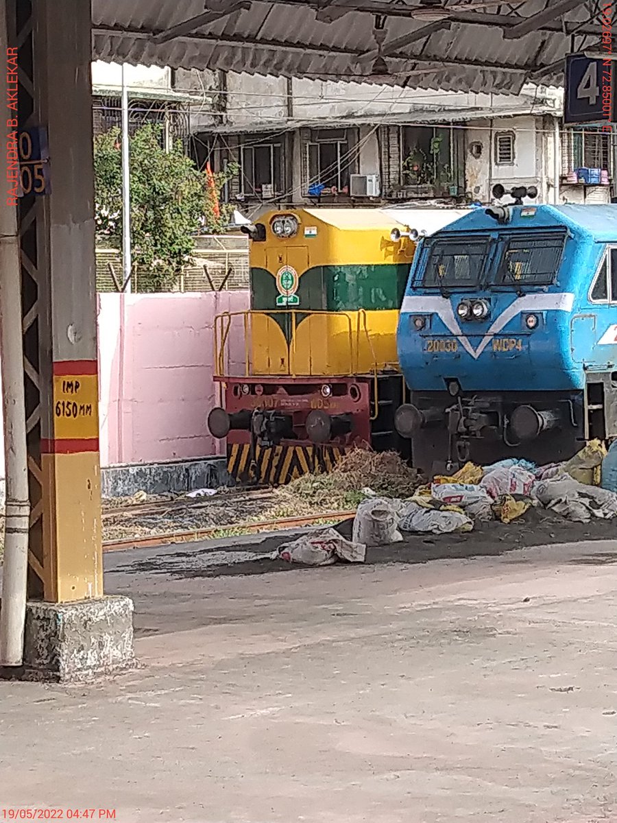 Diesel variants- WDS6 class shunter & WDP4 class passenger gossiping at Matunga