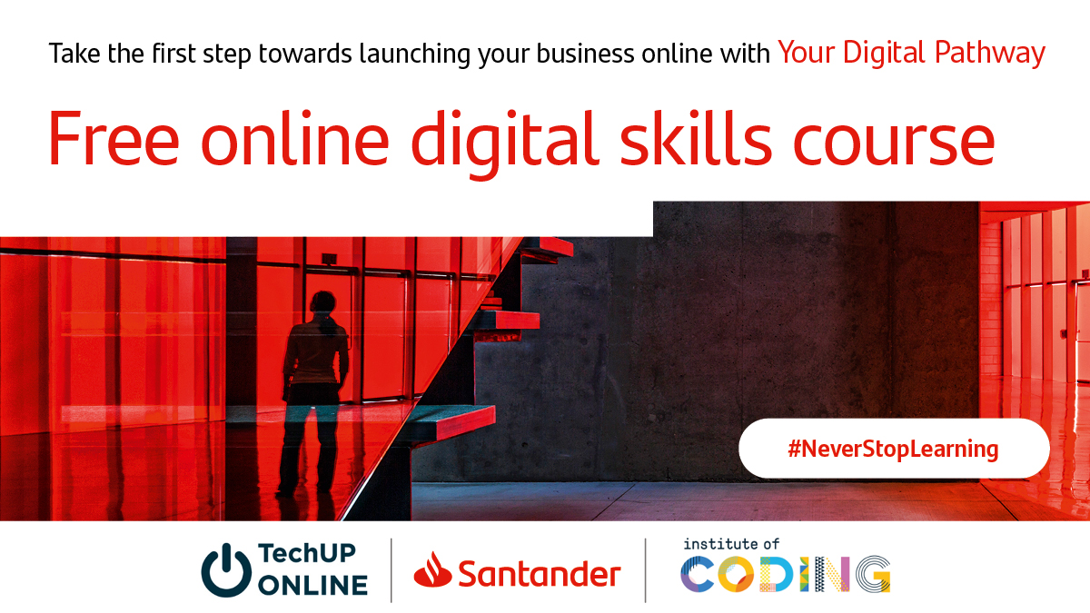 Get the skills to take the first step towards launching your business online with Your Digital Pathway.
A new, FREE online course provided in partnership by <a href="/santanderuk/">Santander UK</a>, <a href="/IoCoding/">Institute of Coding</a> and <a href="/TechUpWomen/">TechUPWomen</a>.
Apply now: zcu.io/INuE #NeverStopLearning
