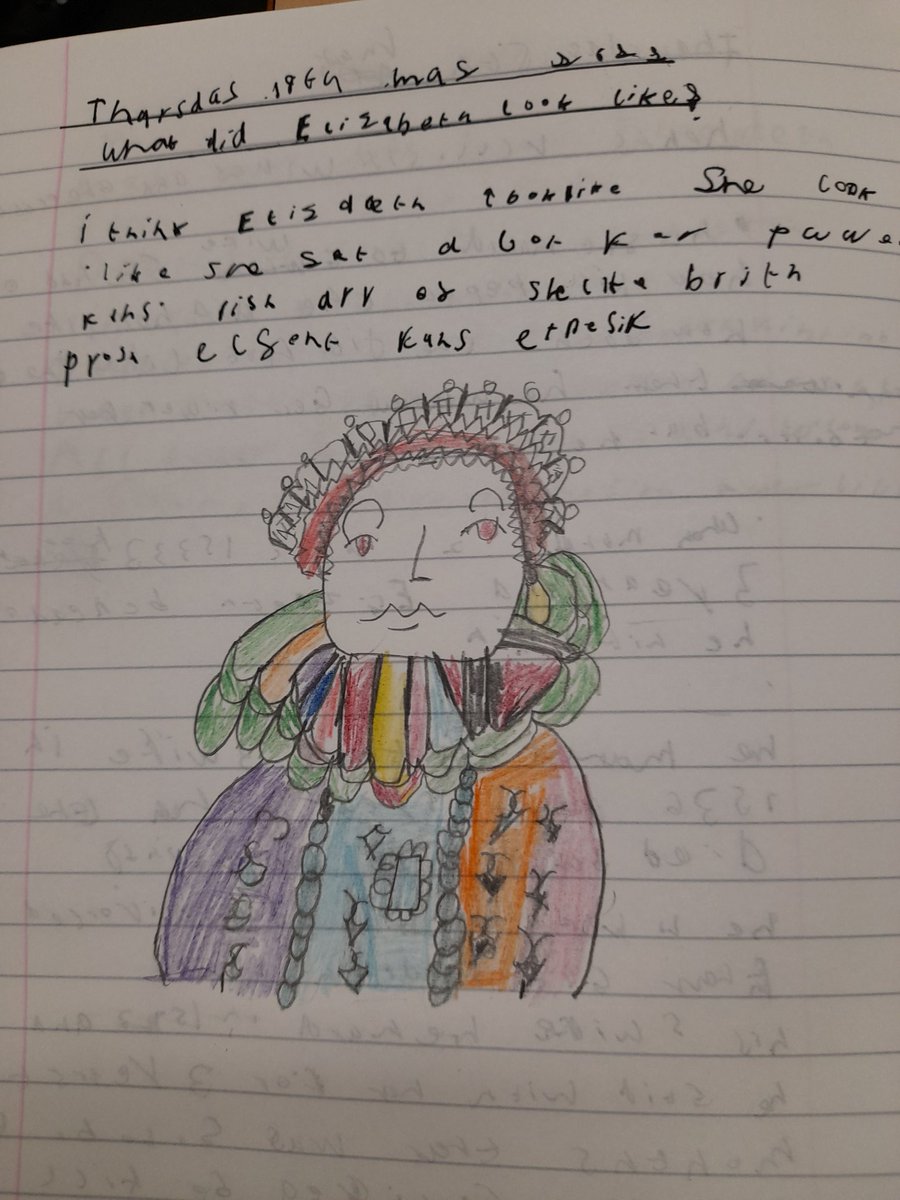 MrsSullivanBBG1's tweet photo. Queen Elizabeth portraits by Yr 7 https://t.co/m7kwdXbgsf