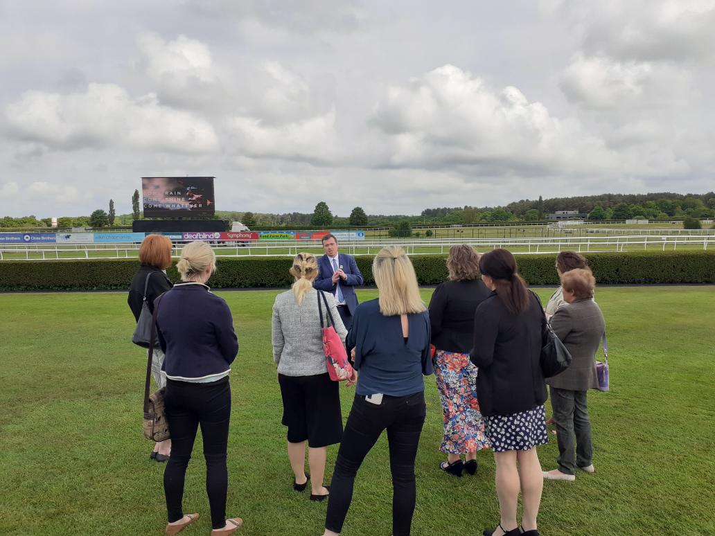 The_NHC's tweet photo. We are at @MarketRasenRace today with a group of Careers Advisors from #Lincolnshire schools to showcase the horseracing industry. 🐎 #TheNHC #MarketRasen https://t.co/dMPBbMbGHZ