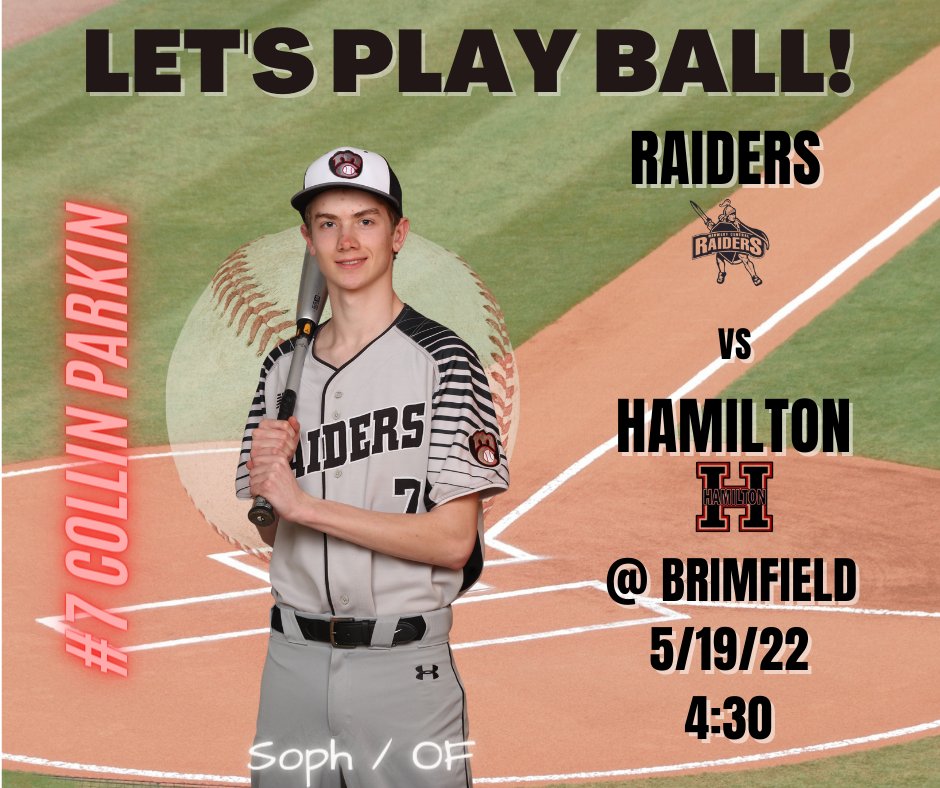 MCRaiderNation's tweet photo. Collin and the Raiders travel to Brimfield today to play Hamilton in their opening round game of regionals.  The first pitch is thrown at 4:30.  Good Luck Raiders! https://t.co/sI1VANecuE