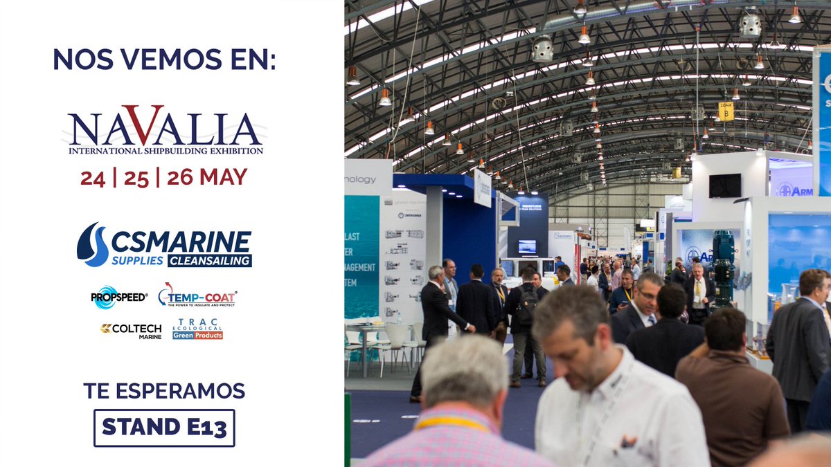 Clean_Sailing's tweet image. csmarine.es | Cleansailing estará presente en @ NavaliaExpo, la feria más importante del sector de la construcción naval en España. El 24, 25, 26 Mayo pásate por nuestro stand E13 estaremos encantados de mostrarte nuestras soluciones.
#navalia
