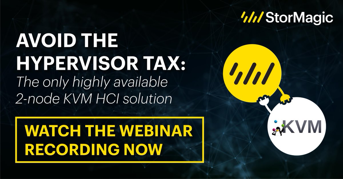 KeyNexus's tweet photo. In this past webinar, we deep-dive into how a Linux KVM hypervisor &amp; StorMagic SvSAN solution helps businesses avoid the nasty sting of the #hypervisortax. Watch it here: https://t.co/2wfNM2q4kl #HCI #SvSAN #LinuxKVM https://t.co/a8cPAUhDfo