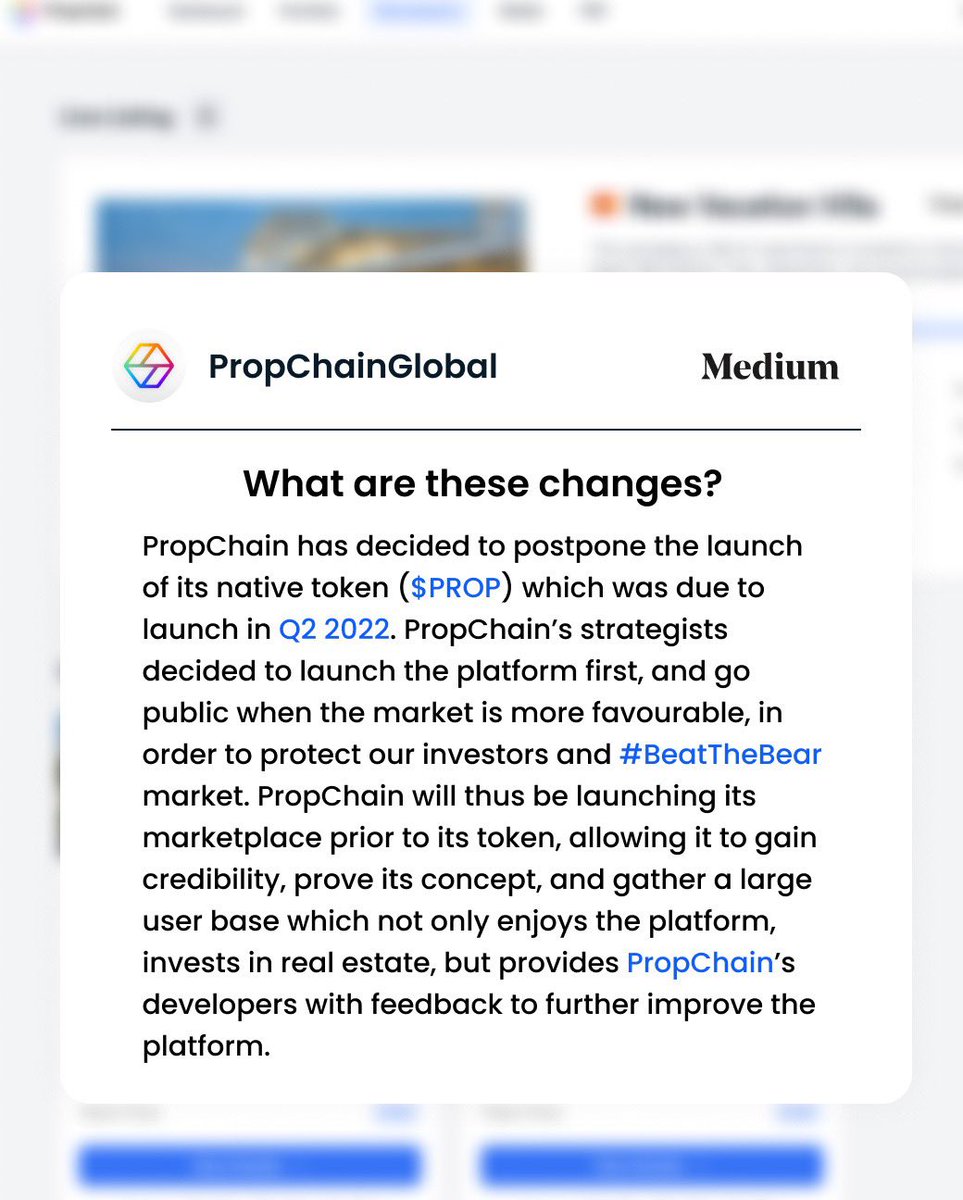 Proof of Concept first!
#BeatTheBear 🐻🥊

#PropChain #RealEstate #StrategyUpdate #Blockchain #ProofOfConcept