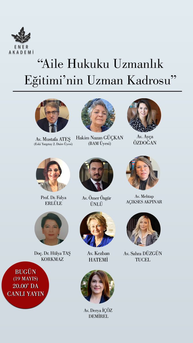 Bu akşam 20:00’da meslek içi eğitimleri ve Aile Hukuku eğitimimizi konuşacağız. İnstagram canlı yayınımızda görüşmek üzere 👋🏻