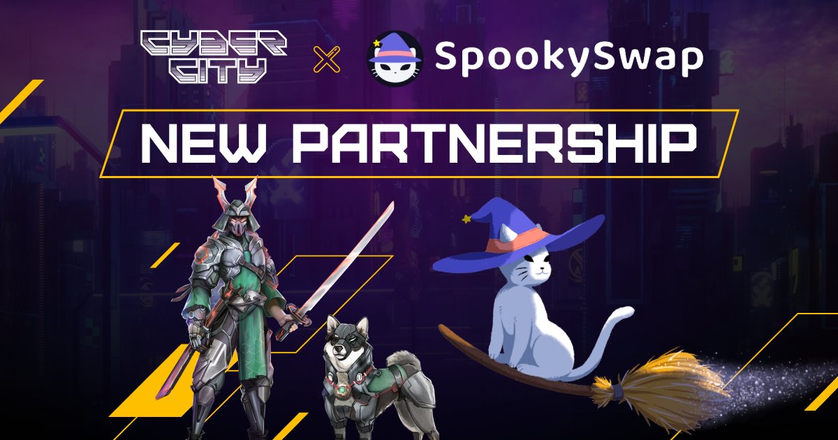 CyberCityInc's tweet photo. Great news! We’re happy to announce our new partnership with @SpookySwap 💫 If you’re a @SpookySwap user you can join its’ clan, so exciting! 

Find out more about SpookySwap: https://t.co/y63ppfCSIt

#GameFi #PlayToEarn #P2E https://t.co/3bYjD79EA8