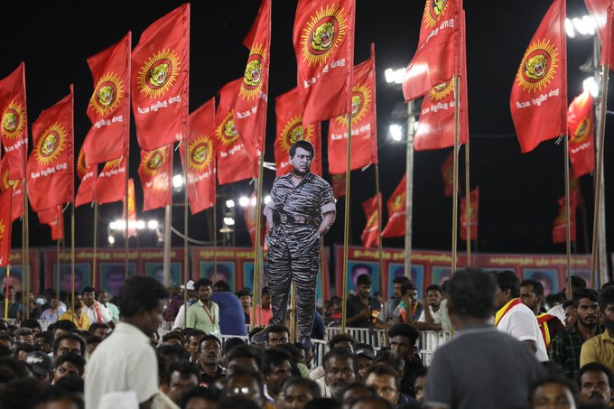 iThamizhi's tweet photo. How majestic! 
I still remember when POTA made everyone fear supporting us. Now, OUR thalaivar, standing tall, among 10000s of people. 
Thank you @NaamTamilarOrg for the love 🥰 https://t.co/z2ahg0GAkA