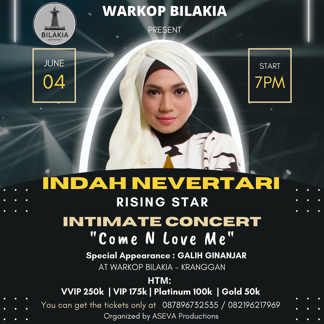 Assalamu’alaikum.. Datang dan saksikan Intimate Concert saya Tanggal 04 Juli 2022, di @warkop_bilakia Bekasi. Sampai ketemu yaa🎤💞