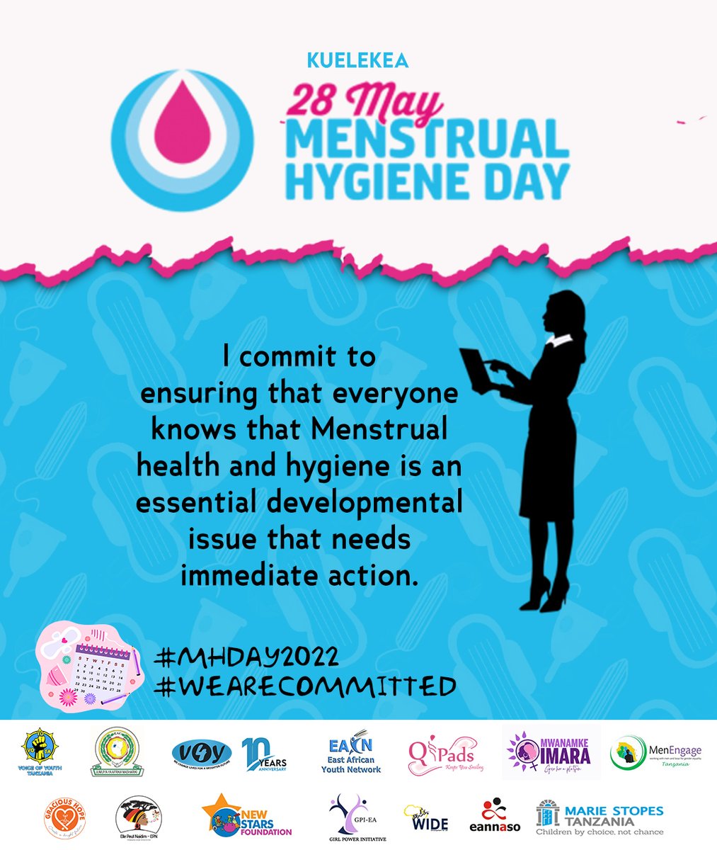 eannaso's tweet photo. Towards #MenstrualHygieneDay let's join efforts to break the taboos and end the stigma surrounding menstruation #WithHer #WeAreCommitted https://t.co/fyySTTsHOz