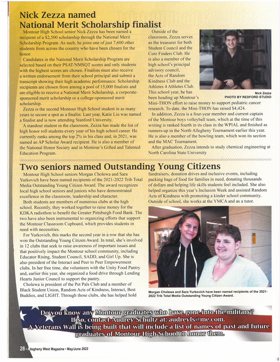 hilltopspartan's tweet photo. TY @AlleghenyWest for all of the wonderful articles you have published again this school year to highlight our amazing Ss and Ts! #MontourProud https://t.co/JxbtvmuSht