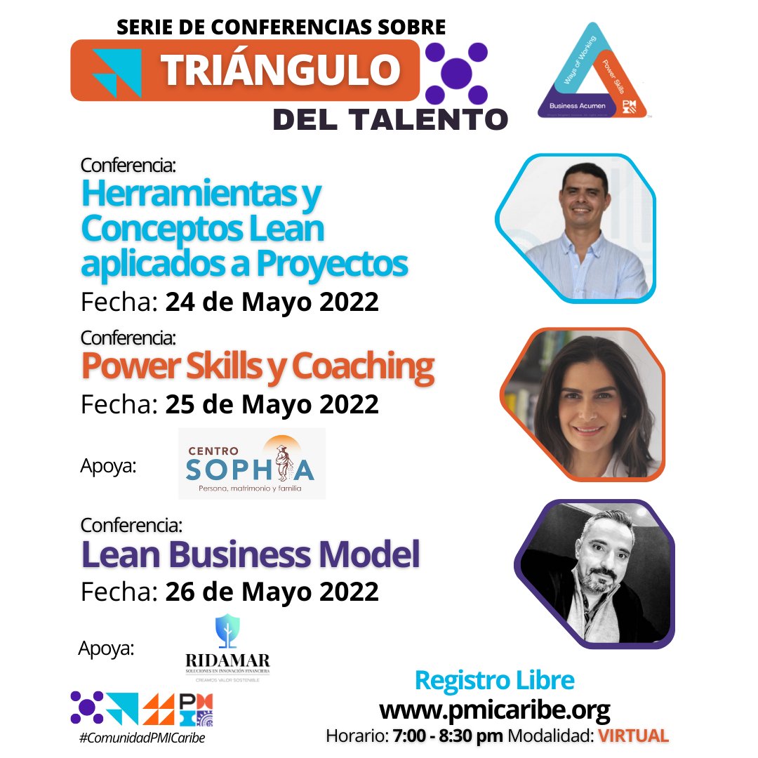 pmicaribe's tweet photo. Agendate y asiste el próximo 24, 25 y 26 de Mayo de 2022 a la serie de conferencias sobre 🔺Triángulo del Talento y su nueva versión. 🔝Un Registro gratuito para asistir 🌐 https://t.co/wyrrahbgyH #ComunidadPMICaribe #projectmanagement #powerskills #bussinesacumen #waysofworking https://t.co/8qruWwdyfJ