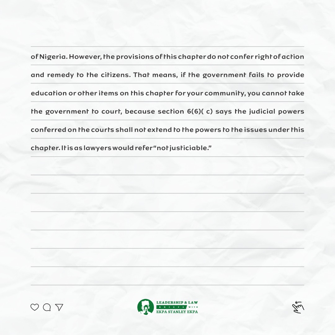 conclausesclass's tweet photo. Section 13 - Fundamental Obligations of the Government 

Section 13, which is the first section under Chapter Two of the constitution, provides for the Fundamental Objectives and Directive Principles of State Policy, https://t.co/x8r4sT44bS