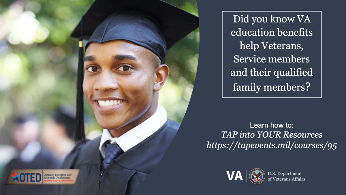 Did you know #MilitarySpouses may receive educational benefits? Learn how to 
#TAPintoYourResources through your local Benefits Advisors and the online courses:
tapevents.mil/courses/95 
It takes a Team. #TEAMmilitaryspouse
