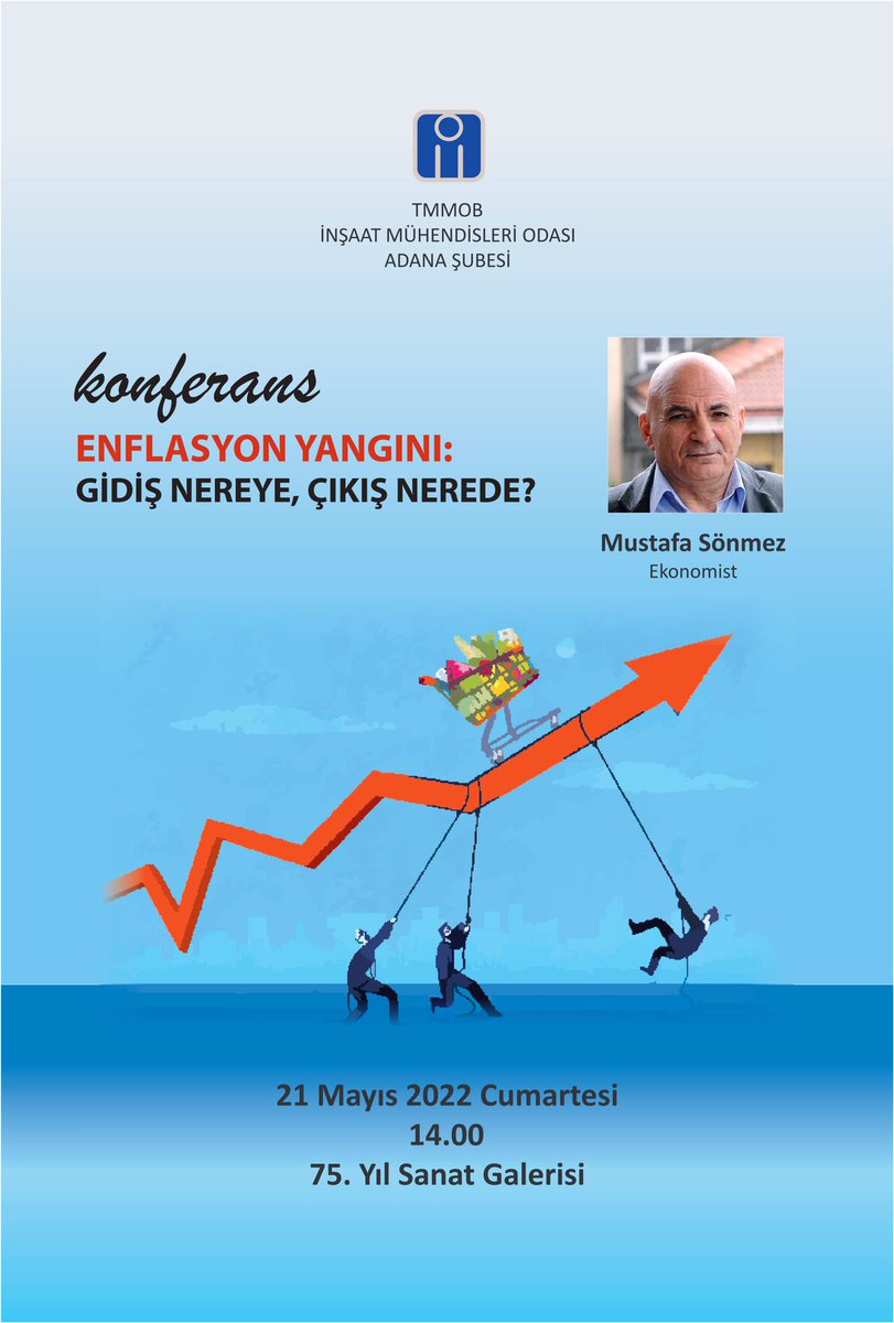 İMO Adana Şubesi, “Enflasyon Yangını: Gidiş Nereye, Çıkış Nerede?” Konferansı düzenliyor bit.ly/3G3PS2P