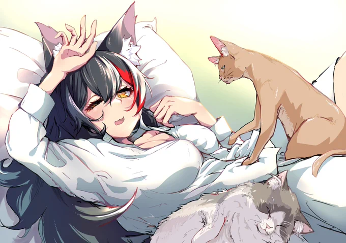 猫目覚まし
 #みおーん絵 