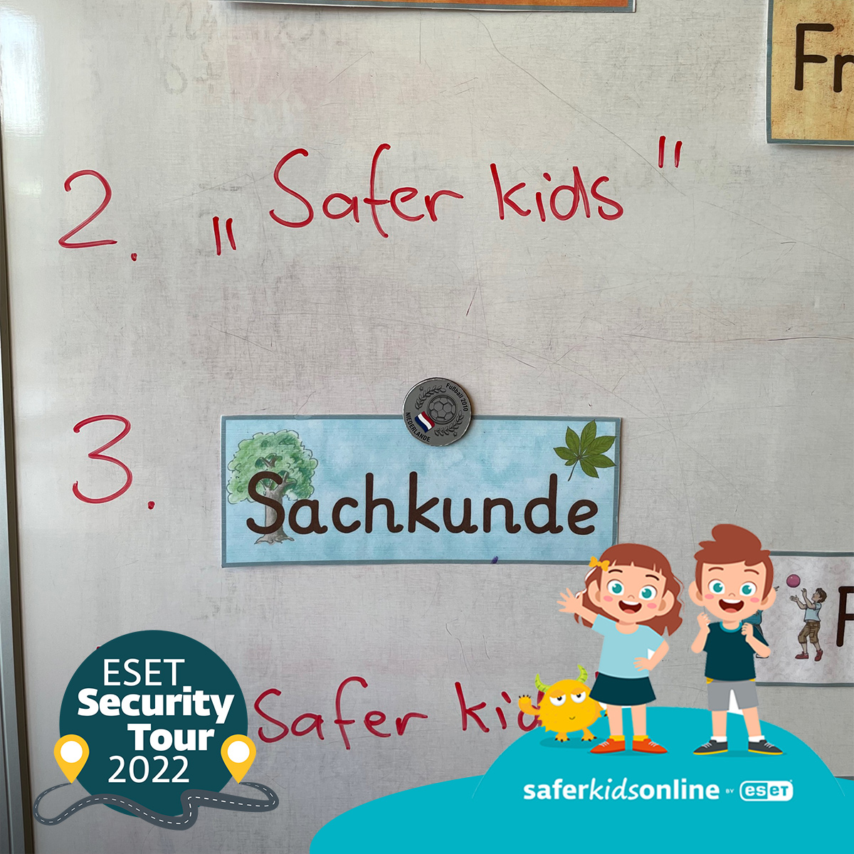 ESET_de's tweet photo. 😀 Heute auf dem Stundenplan: #Saferkidsonline! 🏫
Heute haben wir die Dritt- und Viertklässler der #SchuleamRautal #Jena in zwei Workshops über das wichtige Thema Online-Sicherheit informiert.
🚐 Morgen ist die #ESET #SecurityTour22 in #Düsseldorf bei @wiwo und @handelsblatt. https://t.co/H5zeX9YY7j